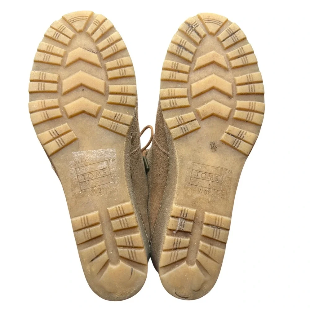TOMS Kala Desert Wedge Tan Suede Lace Up Ankle Booties Womens 9.5 10010941‎